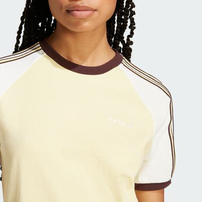 Originals 80s Colorblock Stripe Sports Short Sleeve Tee Women Tops Yellow JD5762