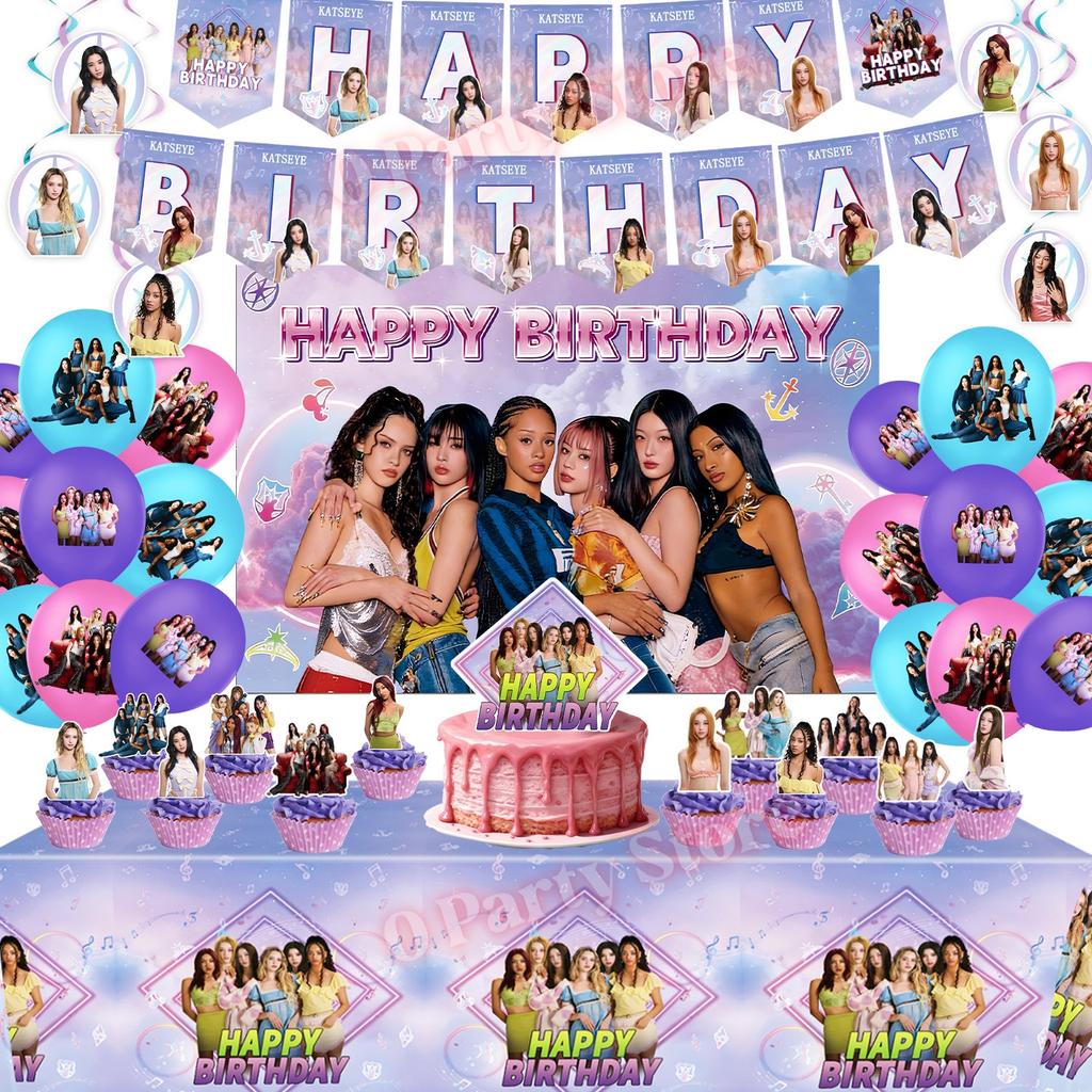 Kpop K&Katseye Birthday Party Decoration Plate Cup Banner Balloon for Girl Party Favor Idol Fans Gift Baby Shower Event Supplies