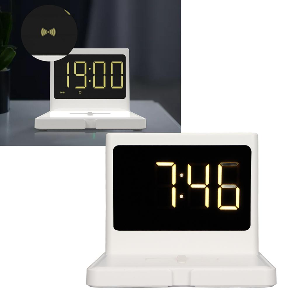 Phone Digital Clock   3 in 1 Type C Wireless Charging Alarm Clock with Snooze Button for Tablet   Fan