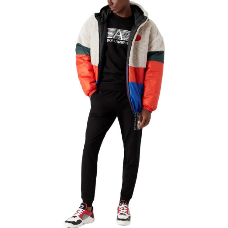 Emporio Armani EA7 SS22 Buchstabendruck Rundhals-Sweatshirt Herren sweatshirt Schwarz 6LPM60-PJ05Z-0200