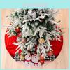 Charming Red Snowflake Tree Skirt Adorned With Festive Christmas Gnomes For Holiday Cheer
