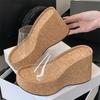 Fashion Eilyken New Summer PVC Transparent Platform Wedges Woman Slippers Fashion Thick Bottom High Heels Banquet Party Shoes
