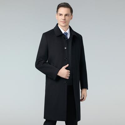 Herbst- und Winterwollmantel Herren Mittel und Lang Mittelalterlicher Papa Revers Wollmantel