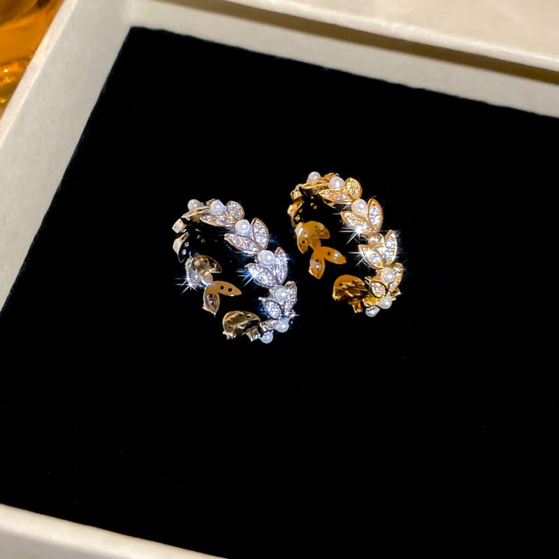 Light Luxury Zircon Wheat Shaped Opening Rings for Women Men New Trendy Imitation Pearls Finger Rings Birthday Jewelry Gifts