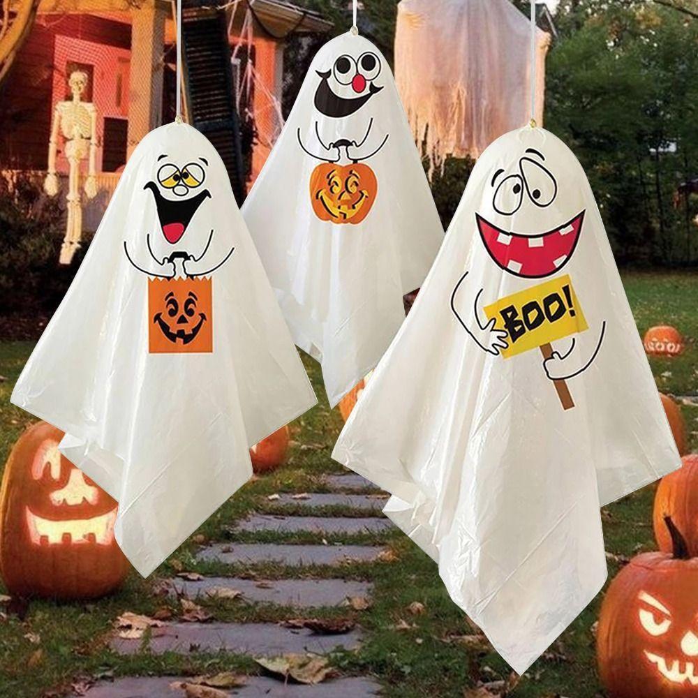 3pcs/set Spooky Finger Ghost Puppet Ghost Pumpkin Hanging Ghost  Cake Insert Card
