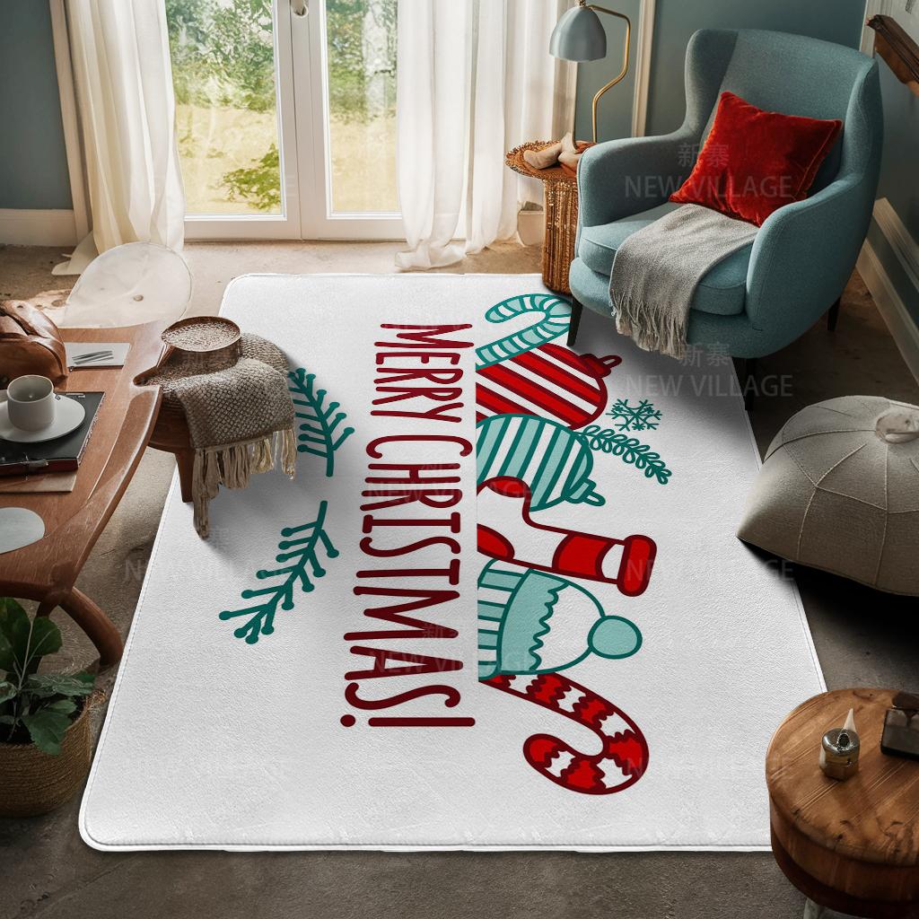 House Entrance Carpet Home Door Mat Living Room Bath Foot Bathroom Non-slip Water Absorption Rugs Bath Merry Christmas Winter