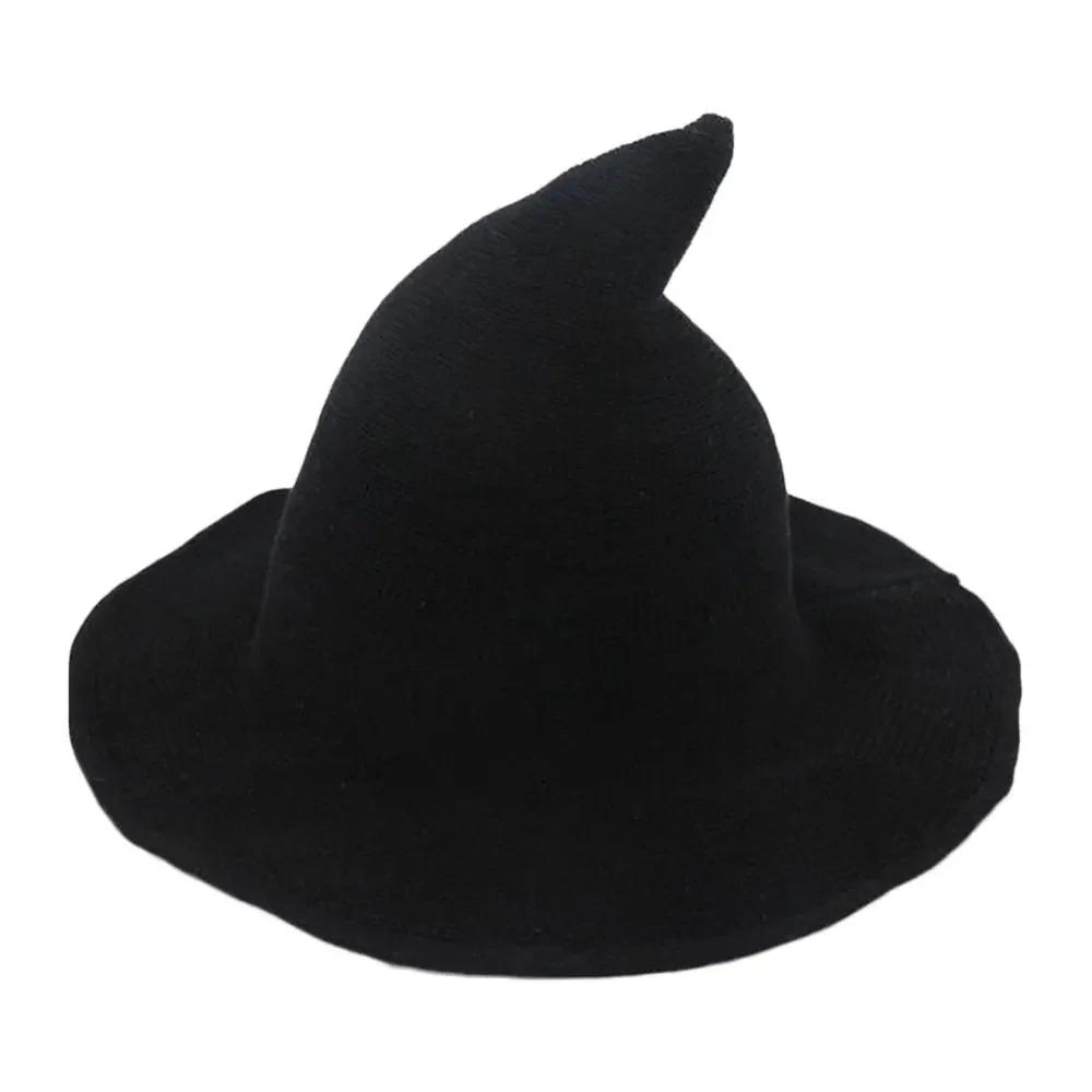 Fashion Vintage Witch Hat Party Halloween Wool Knit Hat Portable Festival Decoration for Women