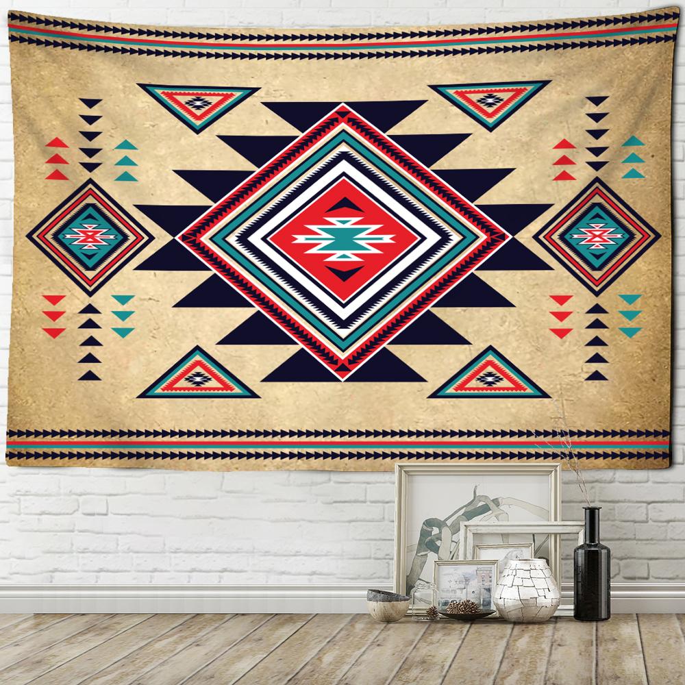 Retro Diamond Pattern Tapestry Wall Hanging Bohemian Style Hippie Tapez Art Aesthetic Room Background Decor
