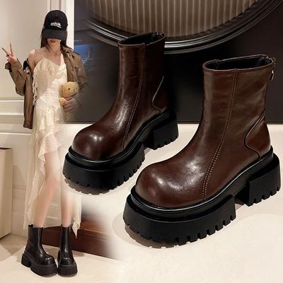 Martin Boots Women's Winter New Big Head Velvet Thick Sole Small Chelsea Boots Locomotive Short Cotton Boots