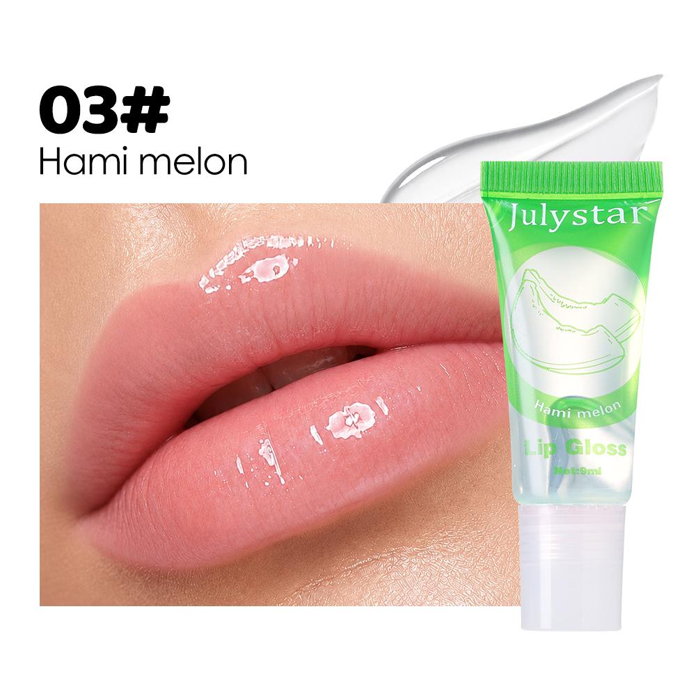 Julystar Clear Fruit Lip Gloss Oil, High Shine Mirror Dewy Lip Glow Balm, Long Lasting Hydration Moisturizing Non-Sticky Plumping Lip Stain Makeup