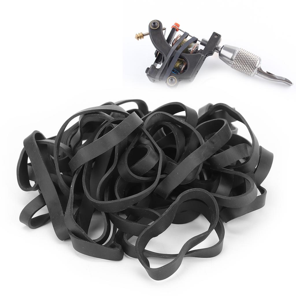 50 Pcs Tattoo Rubber Bands Black Soft Elastic Tattoo Machine Part for Tattoo Coil Machine Gun
