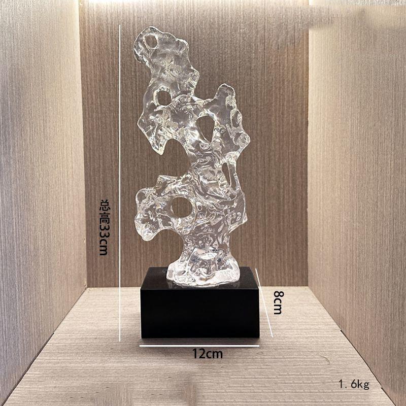 Luxury Black Crystal Base Resin Taihu Lake Stone Figurines Store Office Desk Furnishing Crafts Home room Table Sculpture Decor