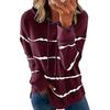 Women's Fashion Casual Stripe Print Hooded Long Sleeve Loose T Shirt Tops