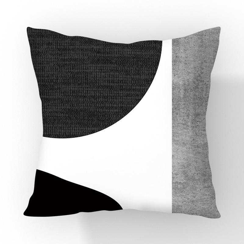 New Contrasting Color Pillow Geometric Pattern Stitching Black Pillow Case Living Room Sofa Cushion Car Pillow Case