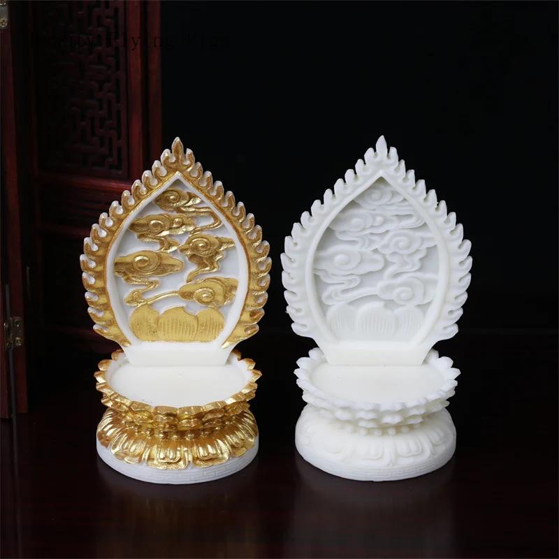 1PCS Ivory Fruit Household Guanyin Base with Raised Solid Wood Golden Lotus Buddha Statue Base
