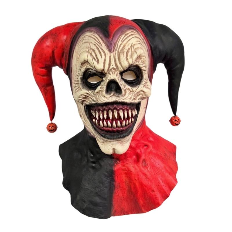 Eye Catching Full Head Clown Mask for Adults Halloween Cosplay Adjustable Eye Holes Latex Party Costume Prop