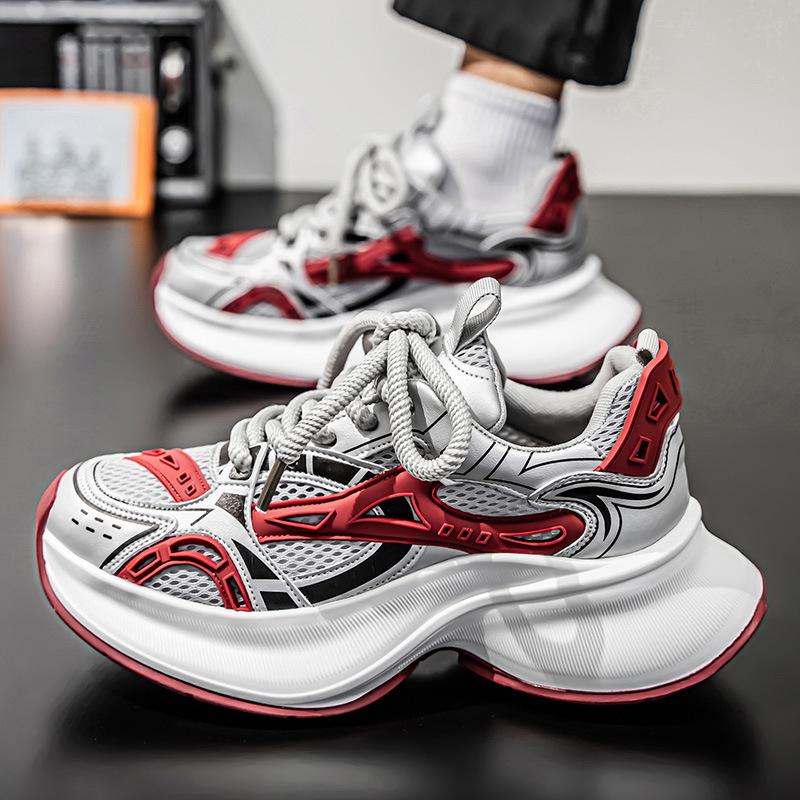 Spring and Autumn New Men's Mesh Breathable Platform Daddy Shoes Student Trend Sports Shoes Teen Casual Men's Shoes