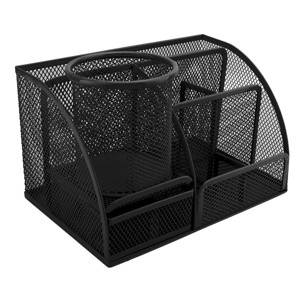 Stifthalter-Set Metallgitter 7 Fächer Multifunktionaler Schreibtischorganizer mit Schublade für Büro