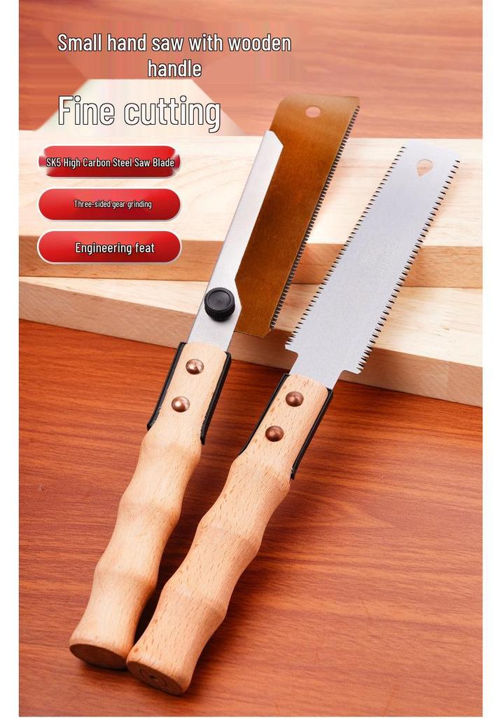 Qi Hong Bamboo Handle Precision Woodworking Saw - Double-sided Japanese Fine Teeth Mortise & Tenon Saw with Back Clamp
