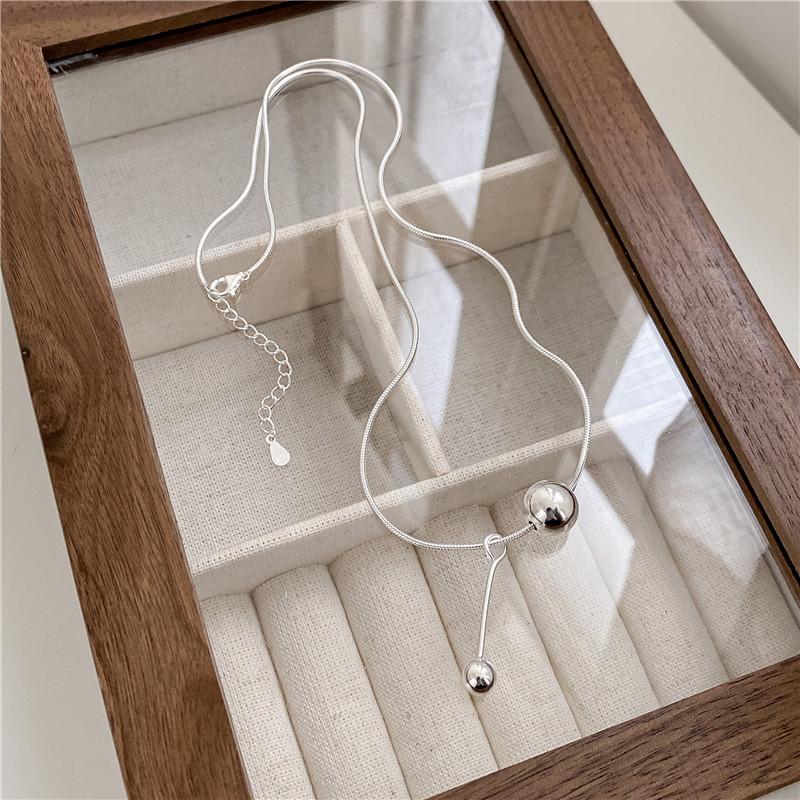 

Серебро S925 Корейский стиль Простой бусинный змеевидный чокер 925 Silver