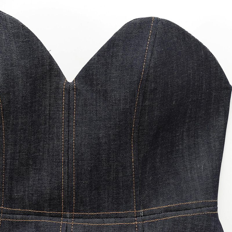 Kaslead New Arrival Women's Fashion Style Fashion Minimalist Short Skirt Hem Denim Corset