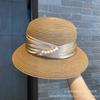 Summer New Transparent Versatile Fisherman Hat Children Pearl Chain Sunshade Sun Protection Hat Casual French Beach Top Hat