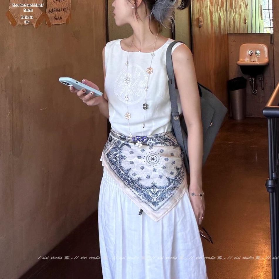 French Paisley Waist Apron Scarf Belt 2025