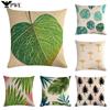 Tropical Leaf Pillowcase Flax Plant Furniture Sofa Living Room Decoration Cushion Cover 45*45Cm
