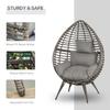 eardop PE Wicker Rattan Chair w/ Thick Cushions 4 Legs Outdoor Seat Egg Garden