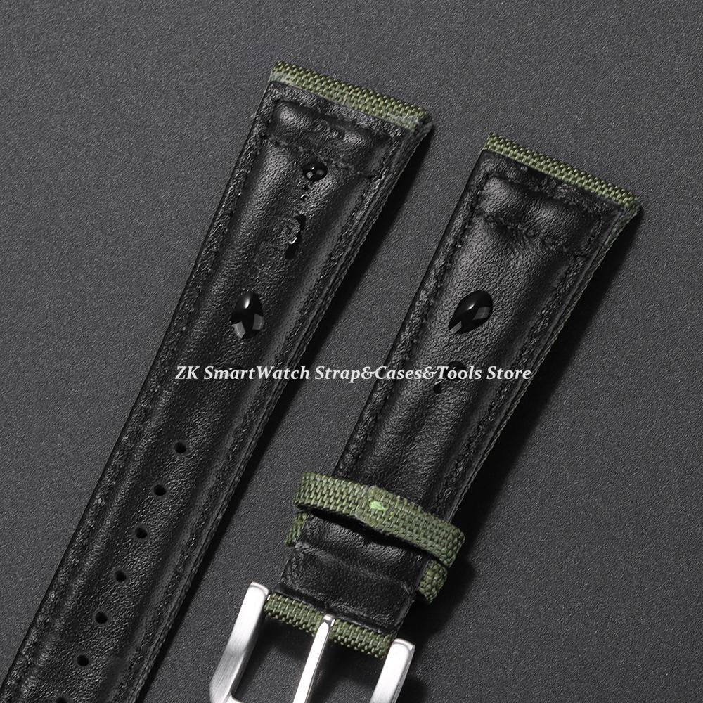 Nylon Canvas Watch Strap for IWC Pilot 20mm 21mm 22mm Band Waterproof Sport Wristband Cowhide Watchband Men Women Watch Bracelet