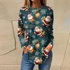 Tee Shirts For Women Casual Round Neck Long Sleeve Shirts Christmas Printing Top Pullover
