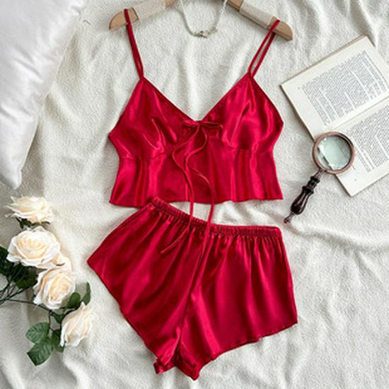 Plus Size European & American Ice Silk Print Pajamas - Fashionable Casual Homewear for Women