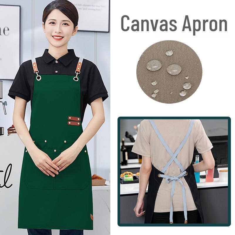 New Canvas Apron - Stain, Wear & Water Resistant, Breathable, Ideal for Kitchen & Catering темно-зеленого