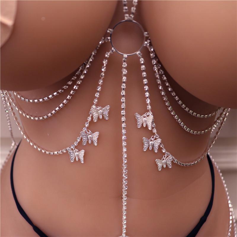 Top Selling Crystal Rhinestone Belly Chain in Women Sexy Body Waist Chain Jewelry Pendant body chain