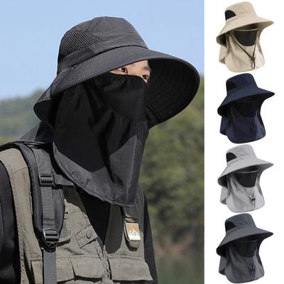 Klobúk so širokou krempou pre mužov a ženy, rýchloschnúci, UPF 50+, rybársky klobúk s ochranou tváre a klopou na krk pre outdoorovú turistiku, cestovanie, pláž