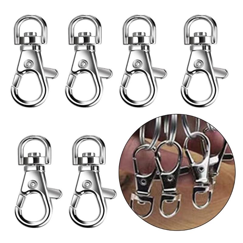 DIY Sewing Hardware 50 Pieces Silver Metal Keychain Fasteners with Spring Clip Hook and Rotating Link for Bag Trim Repair and Trim Fitting