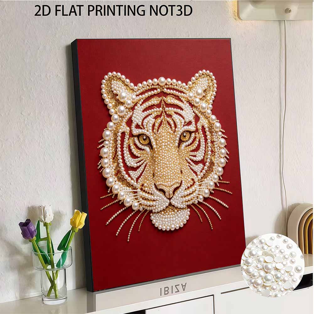 DIY Pearl Diamond Art Painting Kits for Adults and Beginners, Majestic Tiger Sparkling Painting Craft Home Wall Decor Handmade Gift