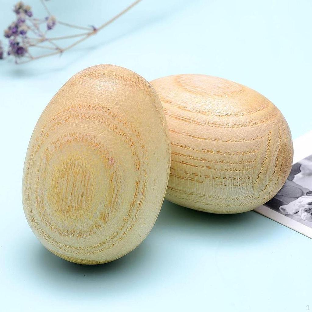 2 Pcs Wooden Egg Shaker Hand Instrument Compact Musical Toy Grinded
