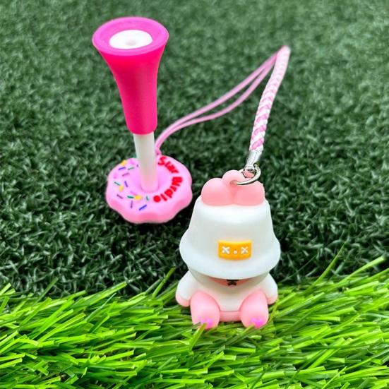 Cartoon Anti Lost Golf Tee Hanger with Tee Plastic Donut Design Golf Tee Ring with Strap Loss Prevention Golf Tee Holder for Men Women Golfers