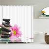Beautiful Colorful Flower Printed Shower Curtains Frabic Zen Stone Floral Waterproof Polyester Bath Curtain With Hooks 180X180cm