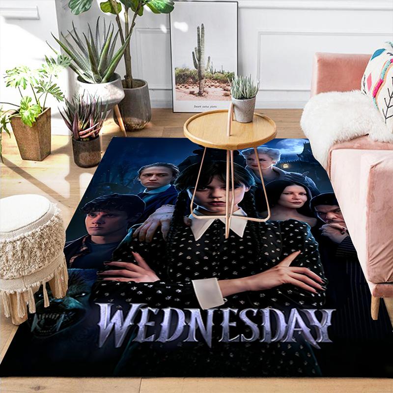 1Pc Wednesday Addams Mystery Rug, Office Carpet Indoor Outdoor Doormat, Non-Slip, Comfortable, Living, Christmas Halloween,  Xmas Gift L1256