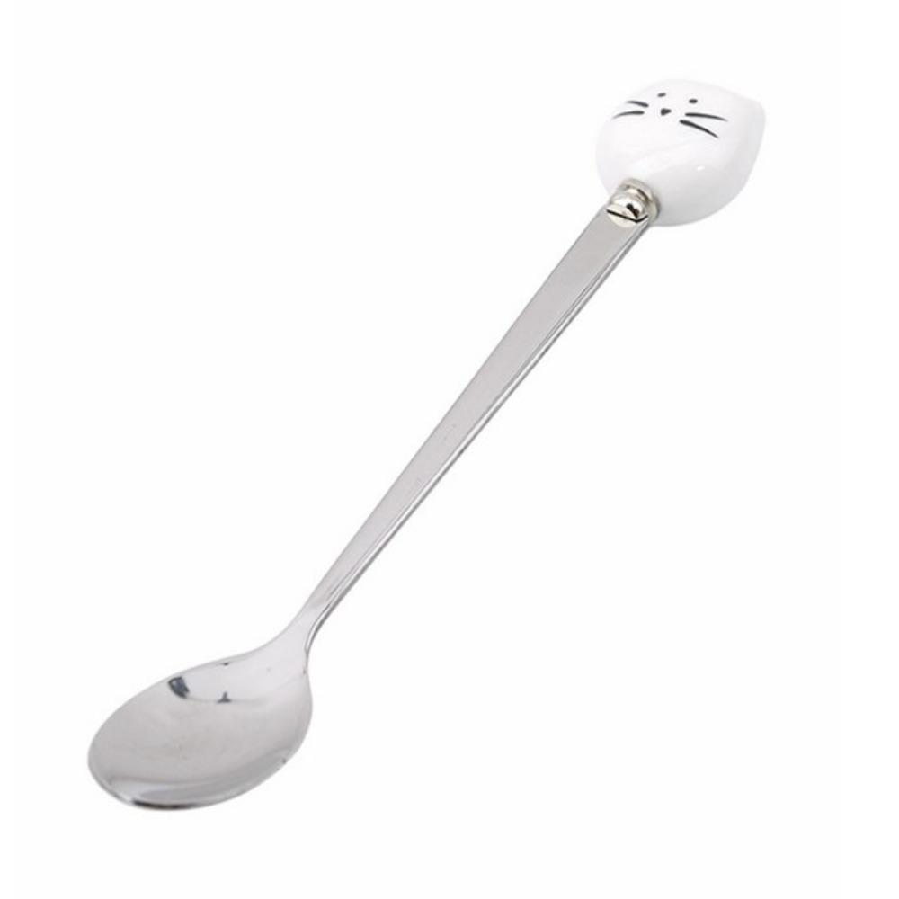 Stylish Cartoon Cat Spoon Stainless Steel Handle Food Grade Rice Spoons Ice Cream Spoon Dessert Serving