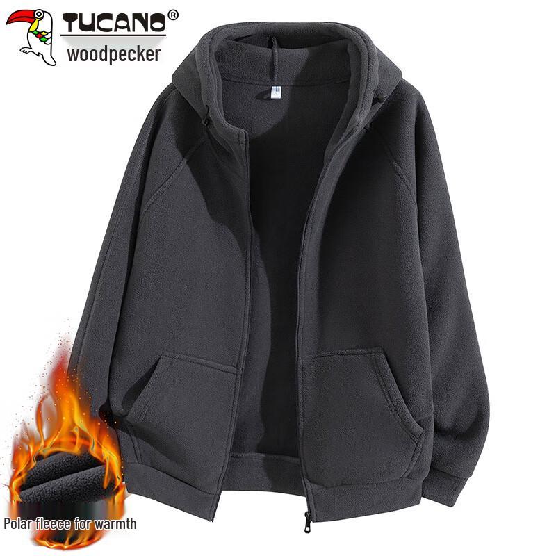 

TUCANO Men s Warm Fleece Lined Hooded Zip-Up Jacket L