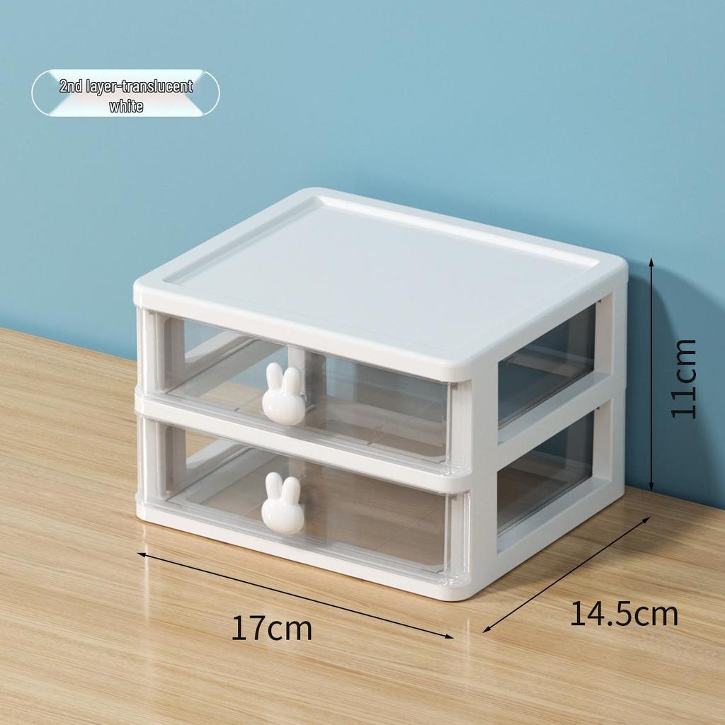 Cartoon Rabbit Transparent Mini Desk Storage Box with Drawers