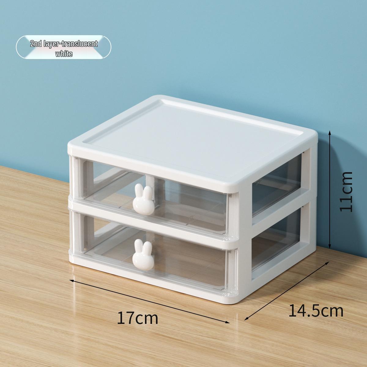 Cartoon Rabbit Transparent Mini Desk Storage Box with Drawers
