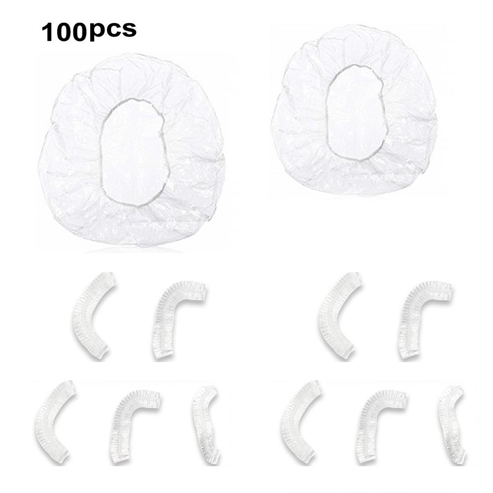 

100/200 шт. Прозорі одноразові шапочки для душу Суцільні Зручні Великі Шапочки для душу Водонепроникні Одноразові Пластикові Шапочки для волосся