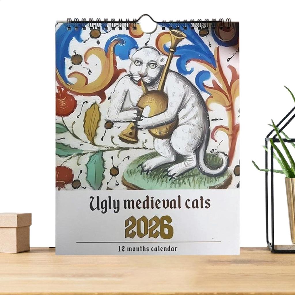 2026 Funny Wall Calendar, Strange Medieval Cat Wall Calendar, 2026 Daily Schedule And Monthly Planner Funny Cats Wall Calendar