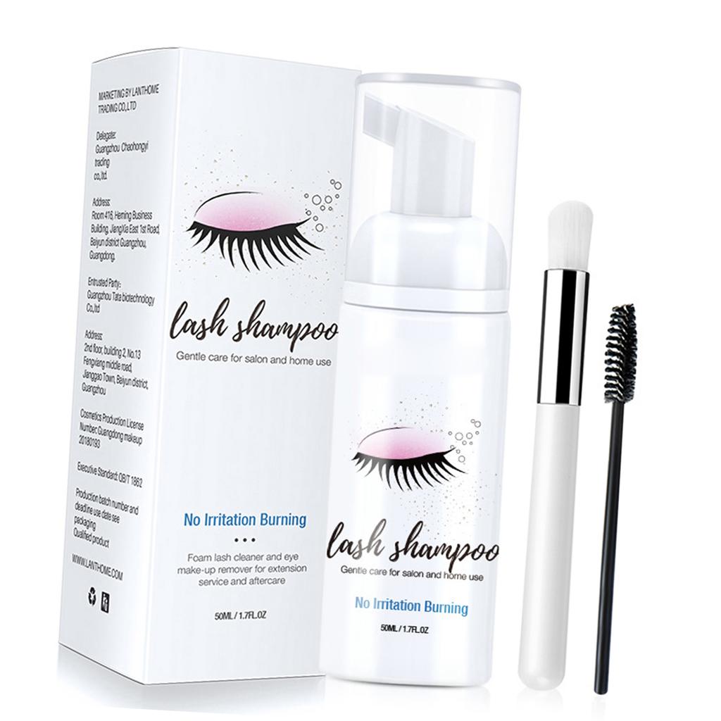 50ml Čistič řas Šampon na prodlužování řas Štěteček Pěna Čistič řas pro prodloužení & Přírodní řasy Odličovač Salonové Domácí použití