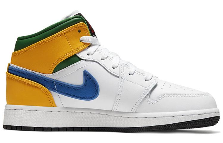 Jordan 1 Mid GS White Court Purple Teal 554725-128