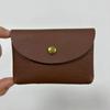 Top Grain Leather Snap Closure Coin Purse & ID Holder, Mini Lychee Pattern Card Holder for Men & Women